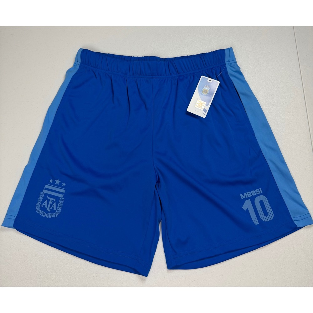 New AFA Argentina Messi 10 Soccer Shorts Mens Medium Royal Blue Official NWT